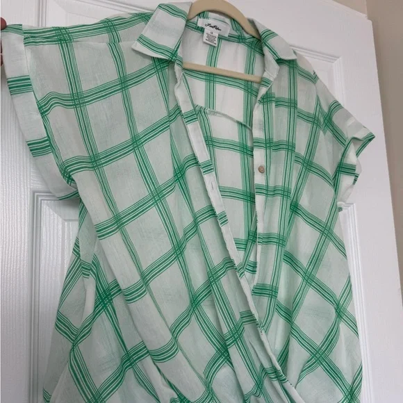 Anthropologie Green/white Plaid Button Down Shirt - Picture 2 of 5